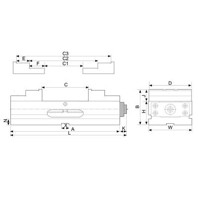 Maskinskruestik 4-/5-akset med 60 mm kæbebredde og centrisk fastspænding
